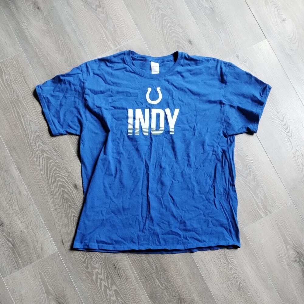Indianapolis Colts Mens Shirt XL Short Sleeve T Horseshoe Indy NFL Blue Cotton